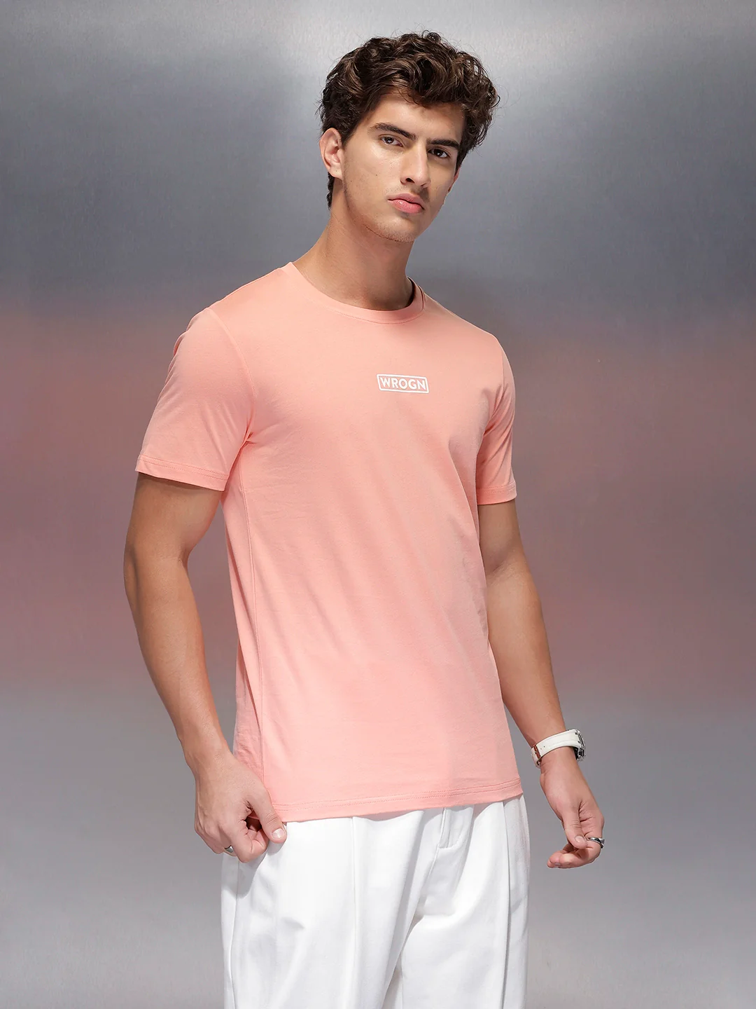 Solid Regular Fit T-Shirt | Peach - Image 4