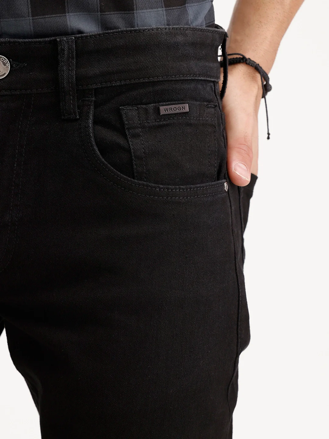 Solid Slim Fit Denim Jeans | Black - Image 5