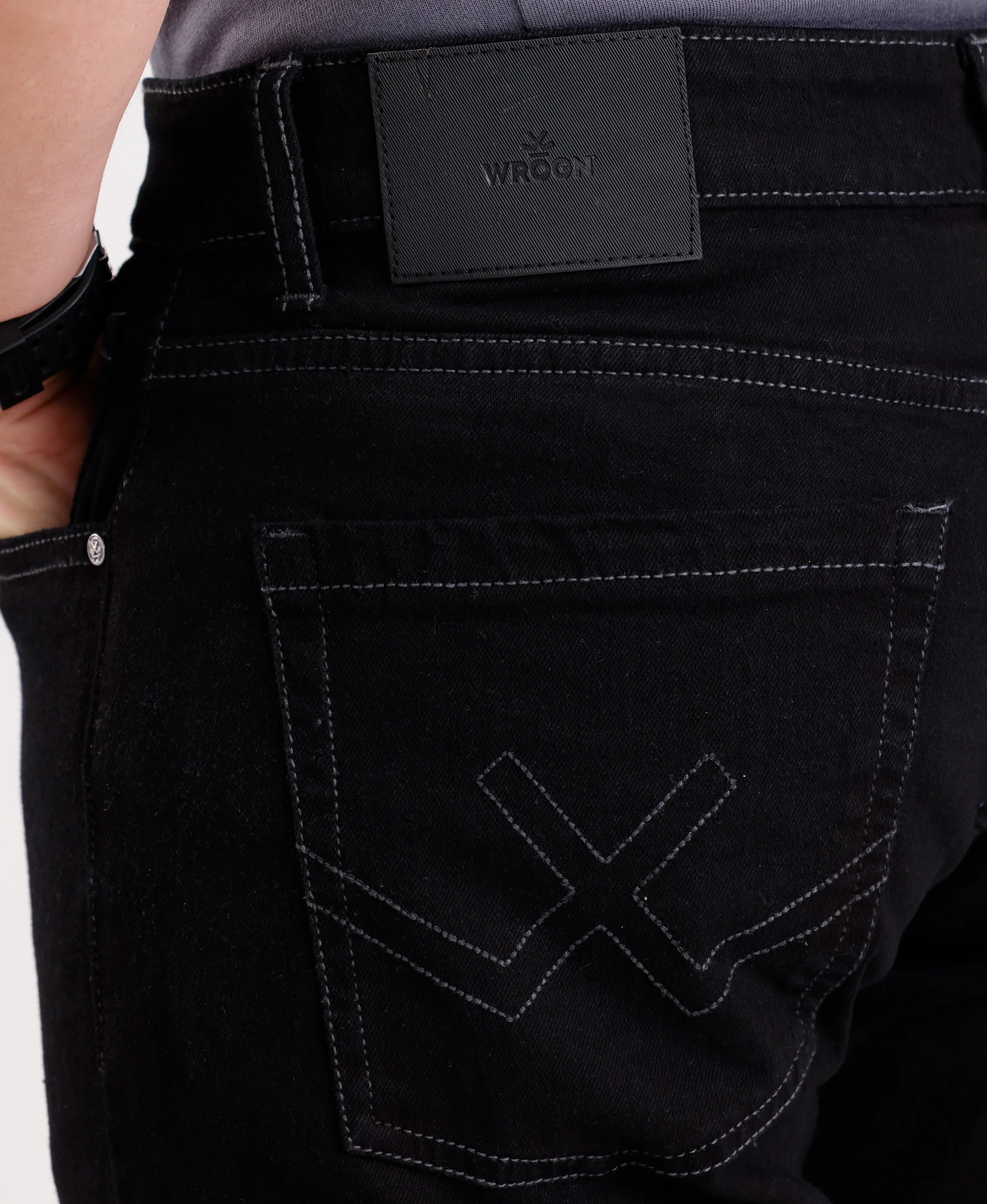 Solid Slim Fit Denim Jeans | Black - Image 6
