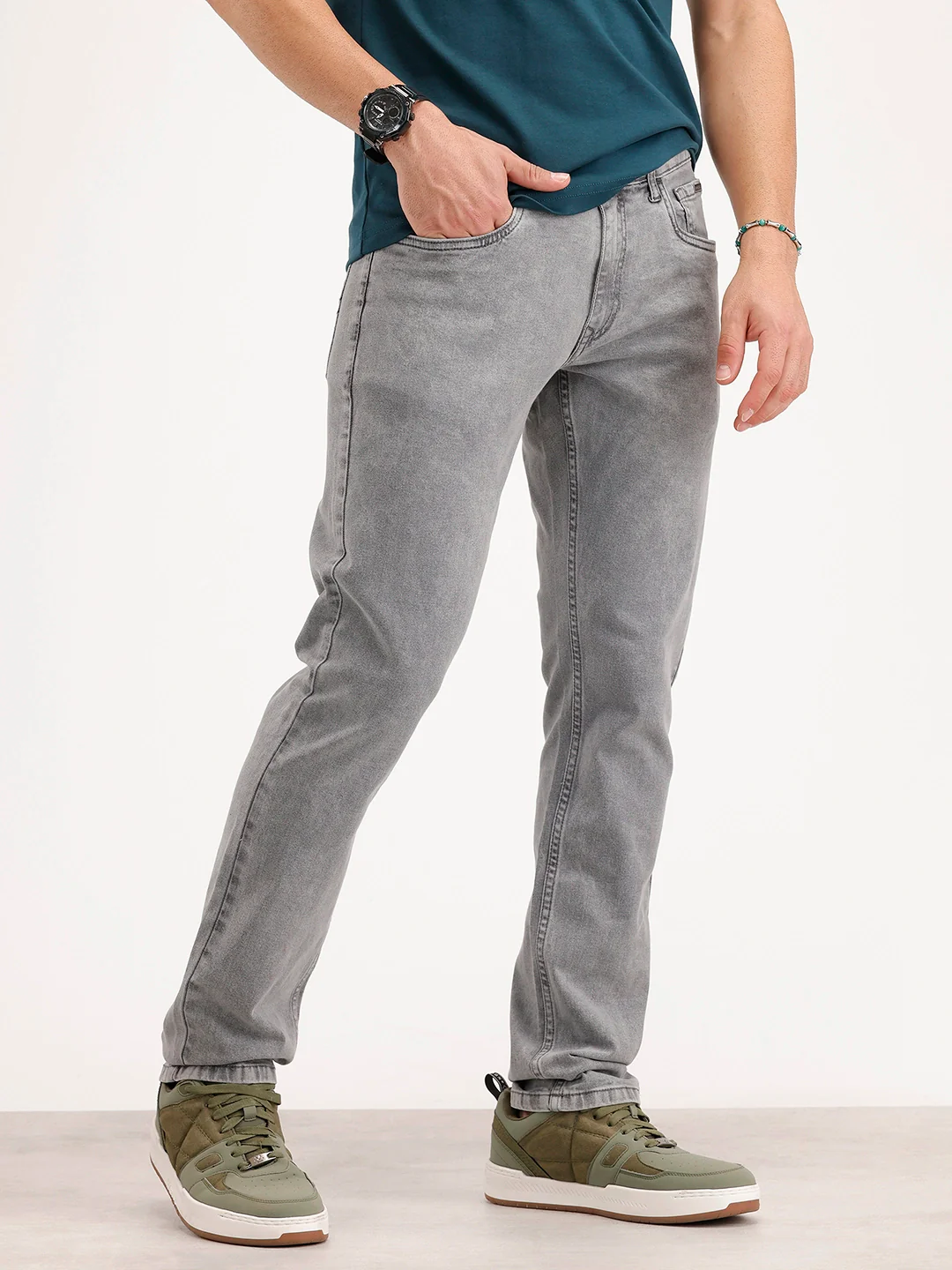 Solid Slim Fit Denim Jeans | Grey