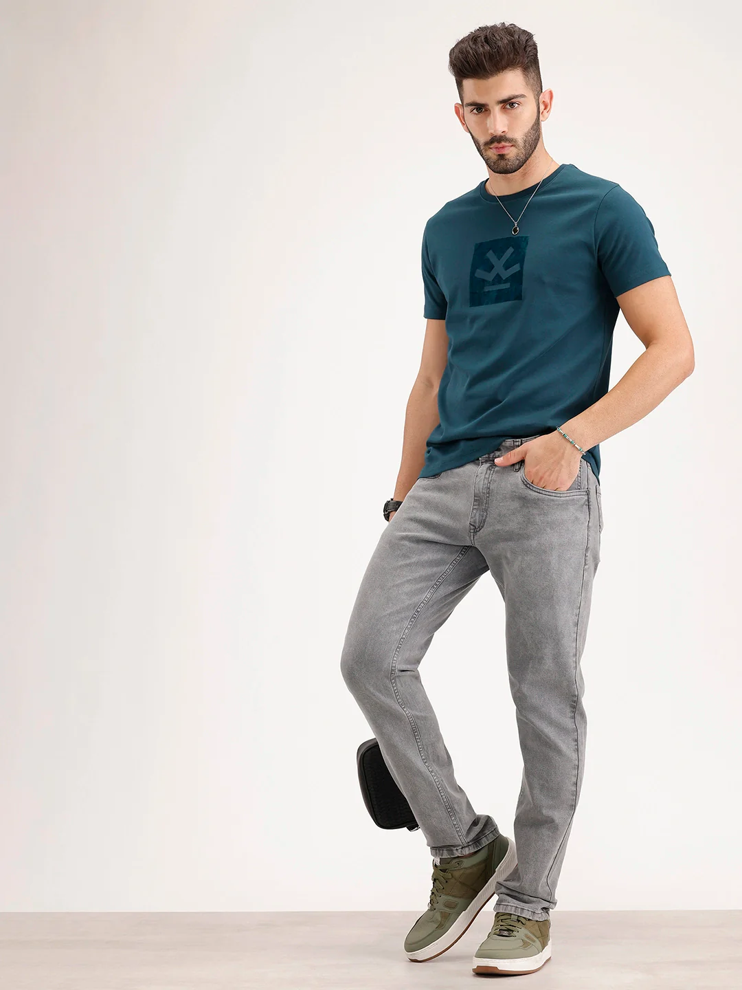 Solid Slim Fit Denim Jeans | Grey - Image 2
