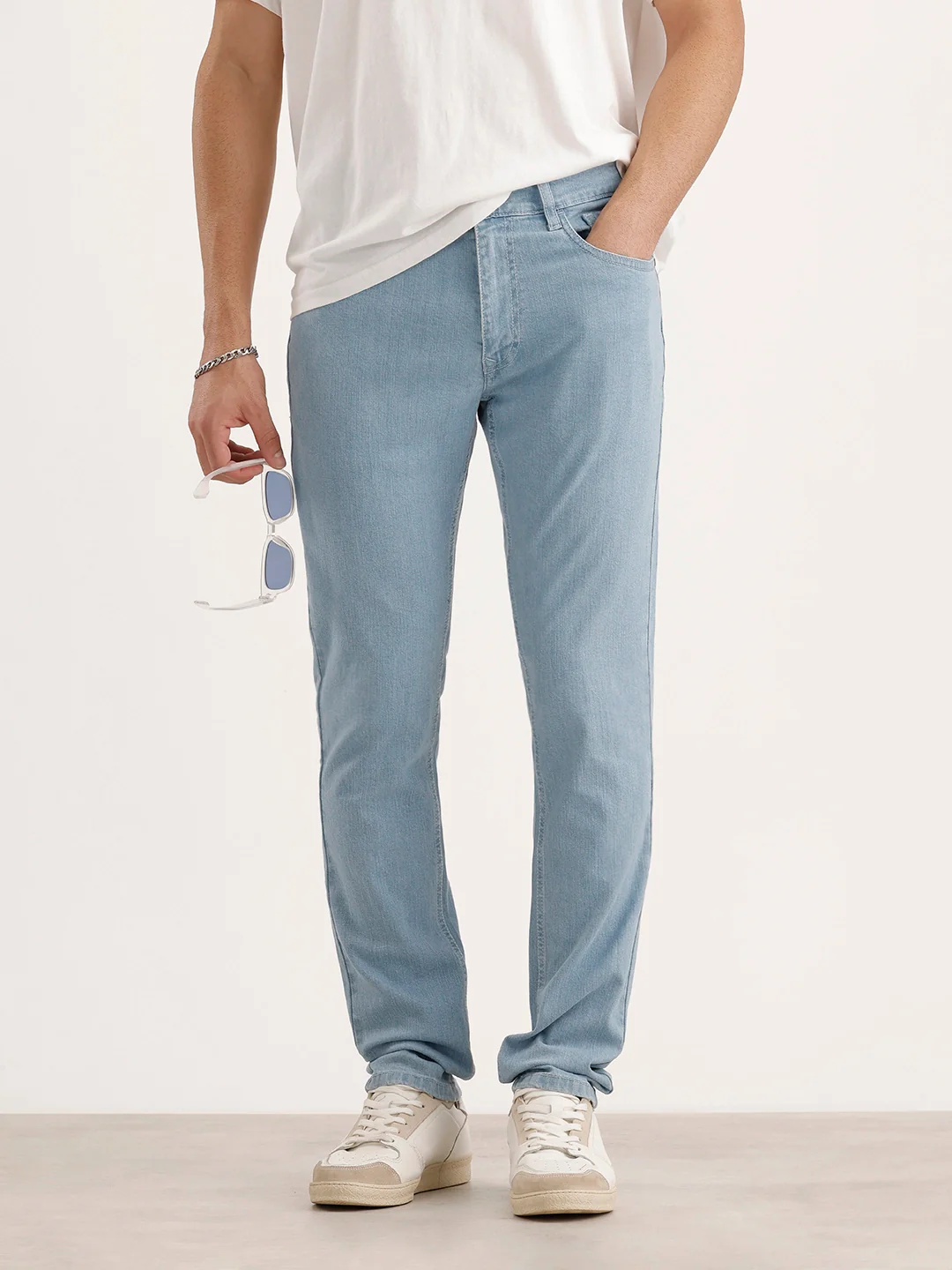 Solid Slim Fit Denim Jeans | Light Blue