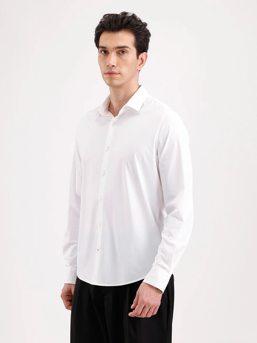 Solid Slim Fit Full Sleeve Shirt | White - Image 4