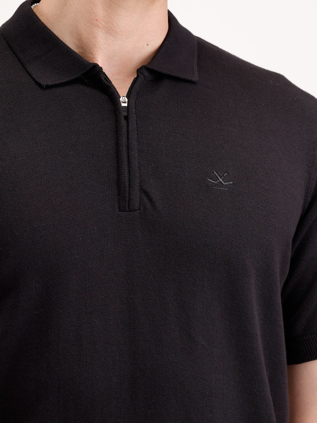 Solid Slim Fit Polo T-Shirt | Black - Image 4