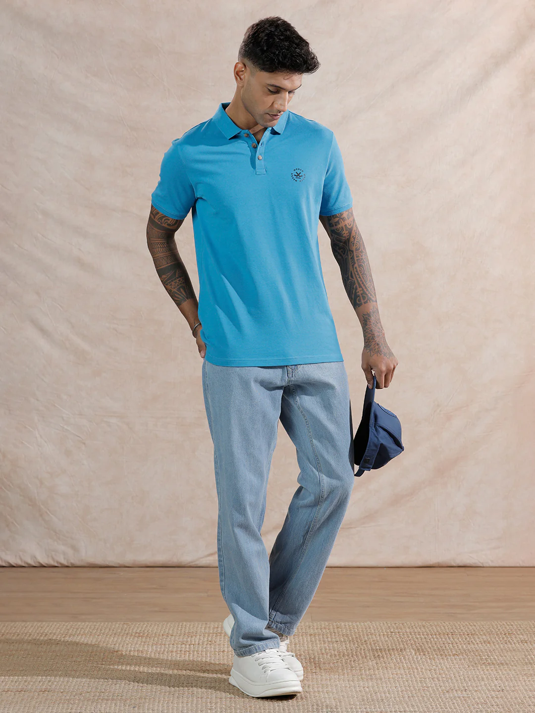 Solid Slim Fit Polo T-Shirt | Blue - Image 2