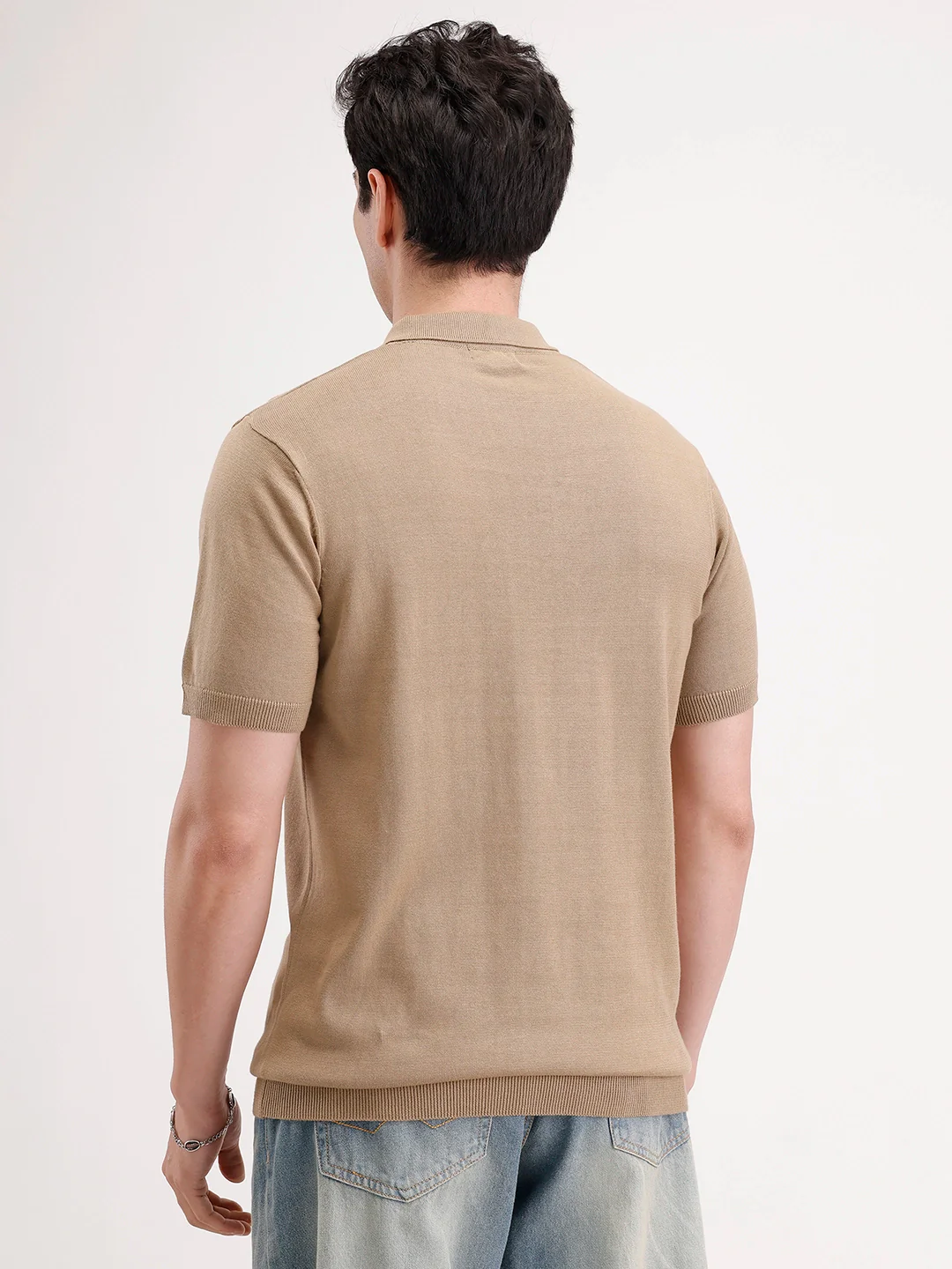 Solid Slim Fit Polo T-Shirt | Khaki - Image 3