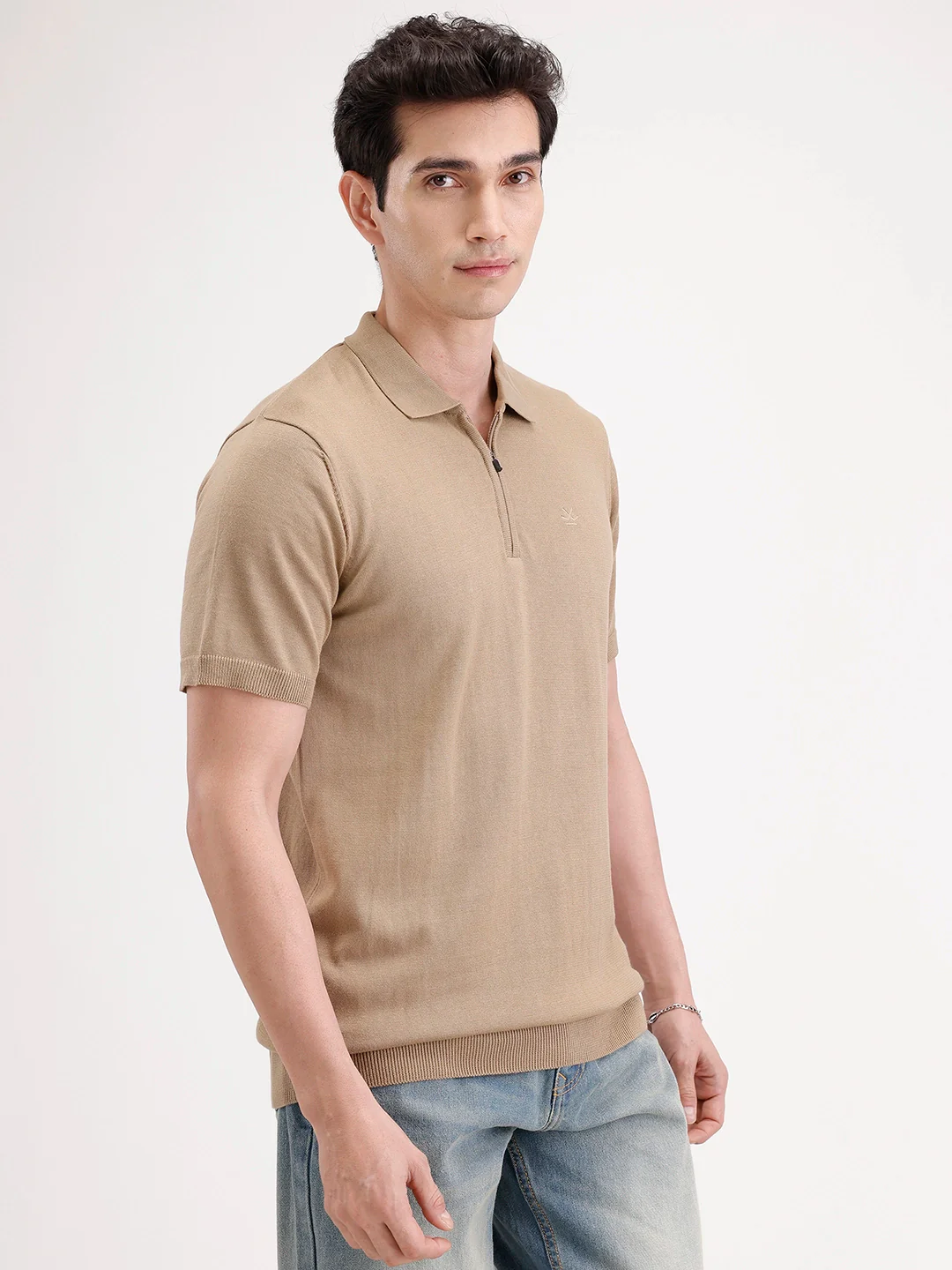 Solid Slim Fit Polo T-Shirt | Khaki - Image 4