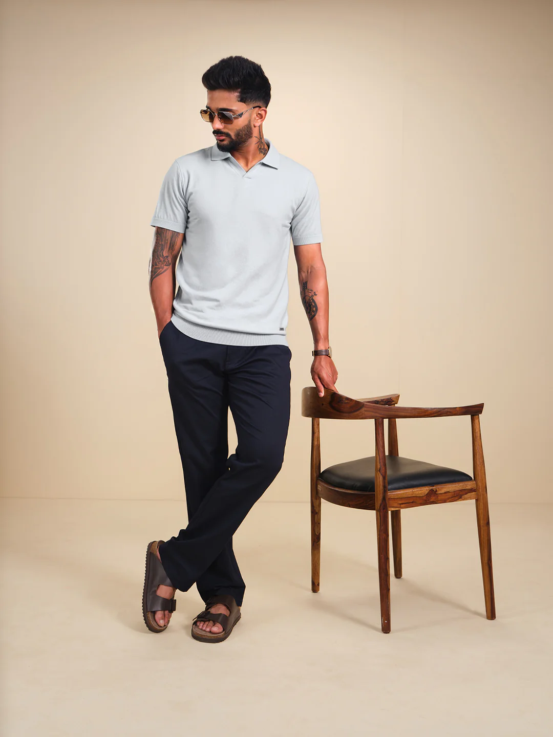 Solid Slim Fit Polo T-Shirt | Light Blue - Image 2
