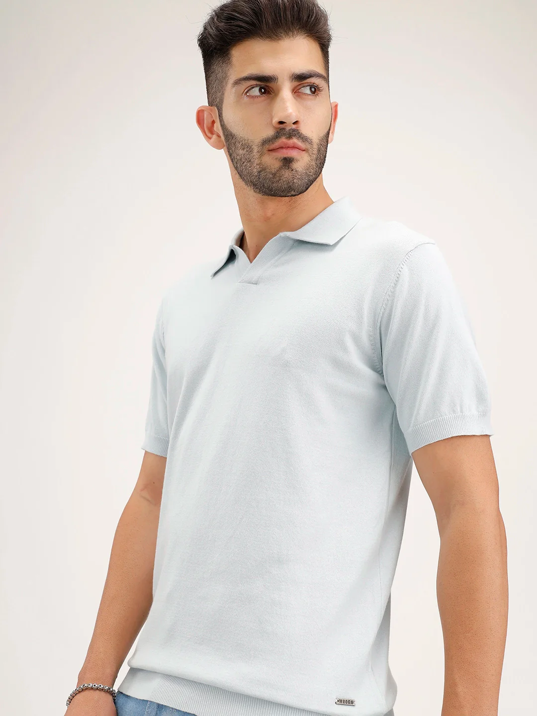 Solid Slim Fit Polo T-Shirt | Light Blue - Image 3