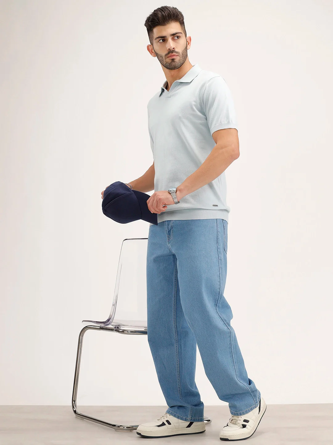 Solid Slim Fit Polo T-Shirt | Light Blue - Image 4