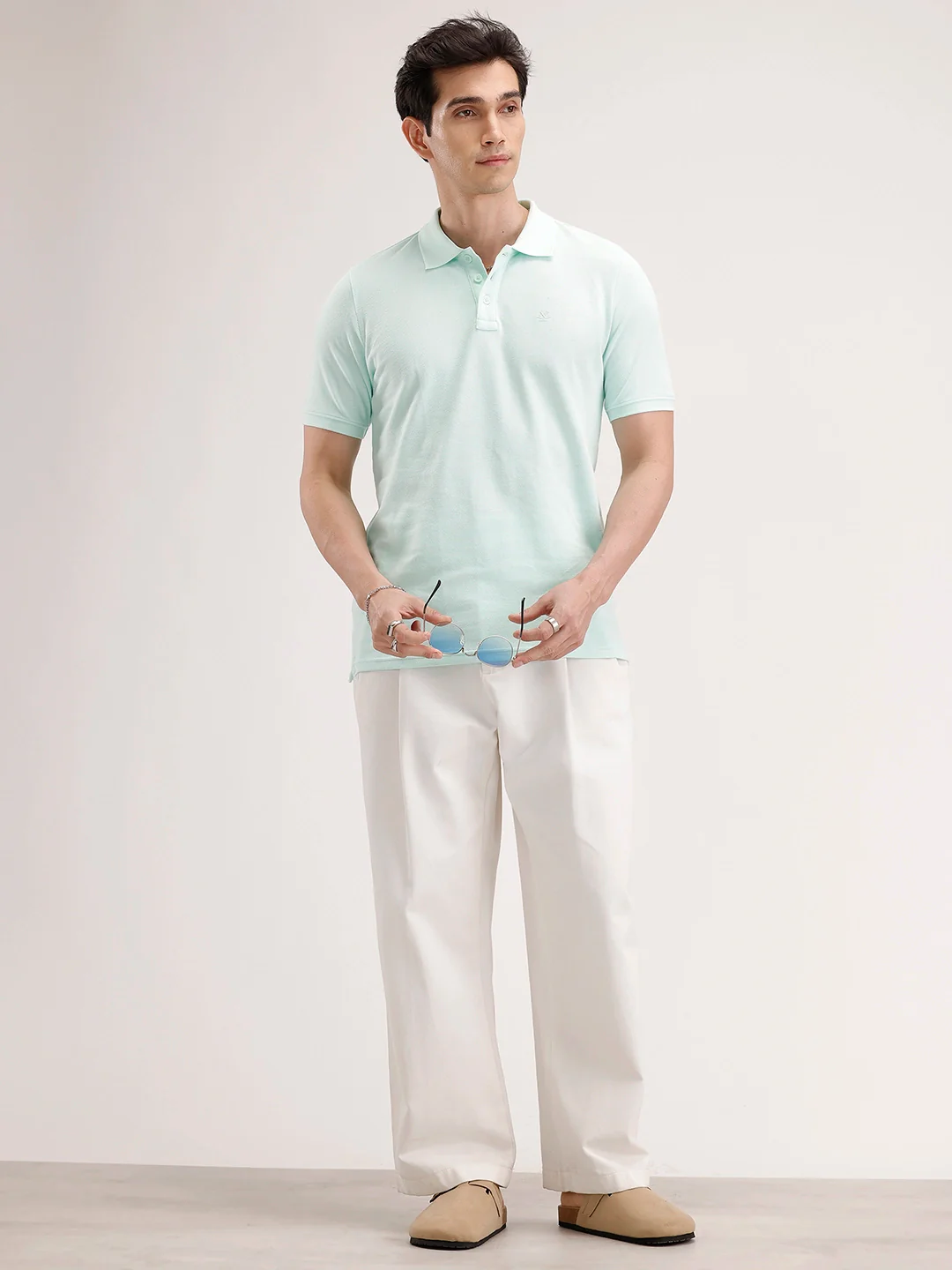 Solid Slim Fit Polo T-Shirt | Light Green - Image 4