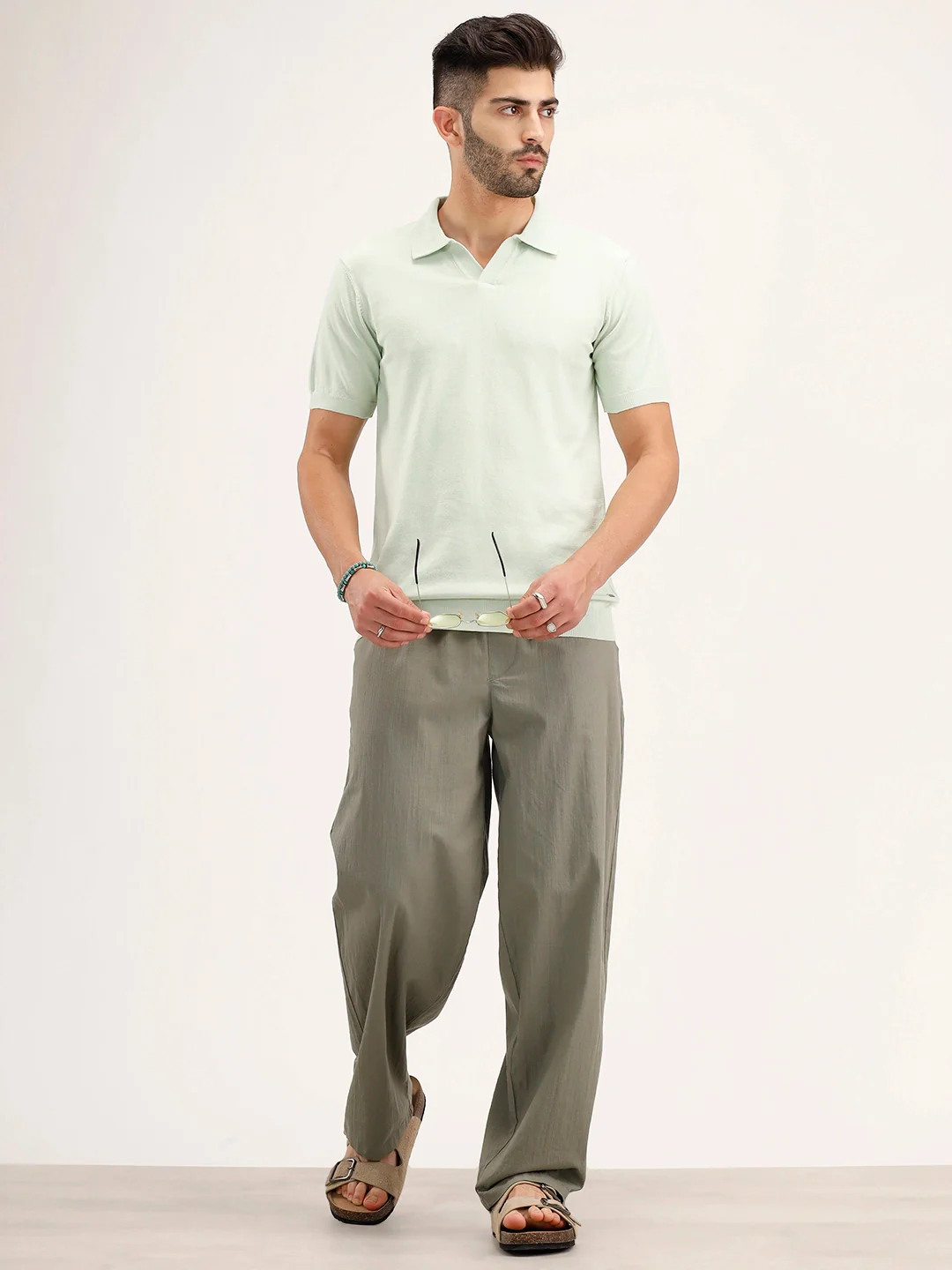 Solid Slim Fit Polo T-Shirt | Light Green - Image 2