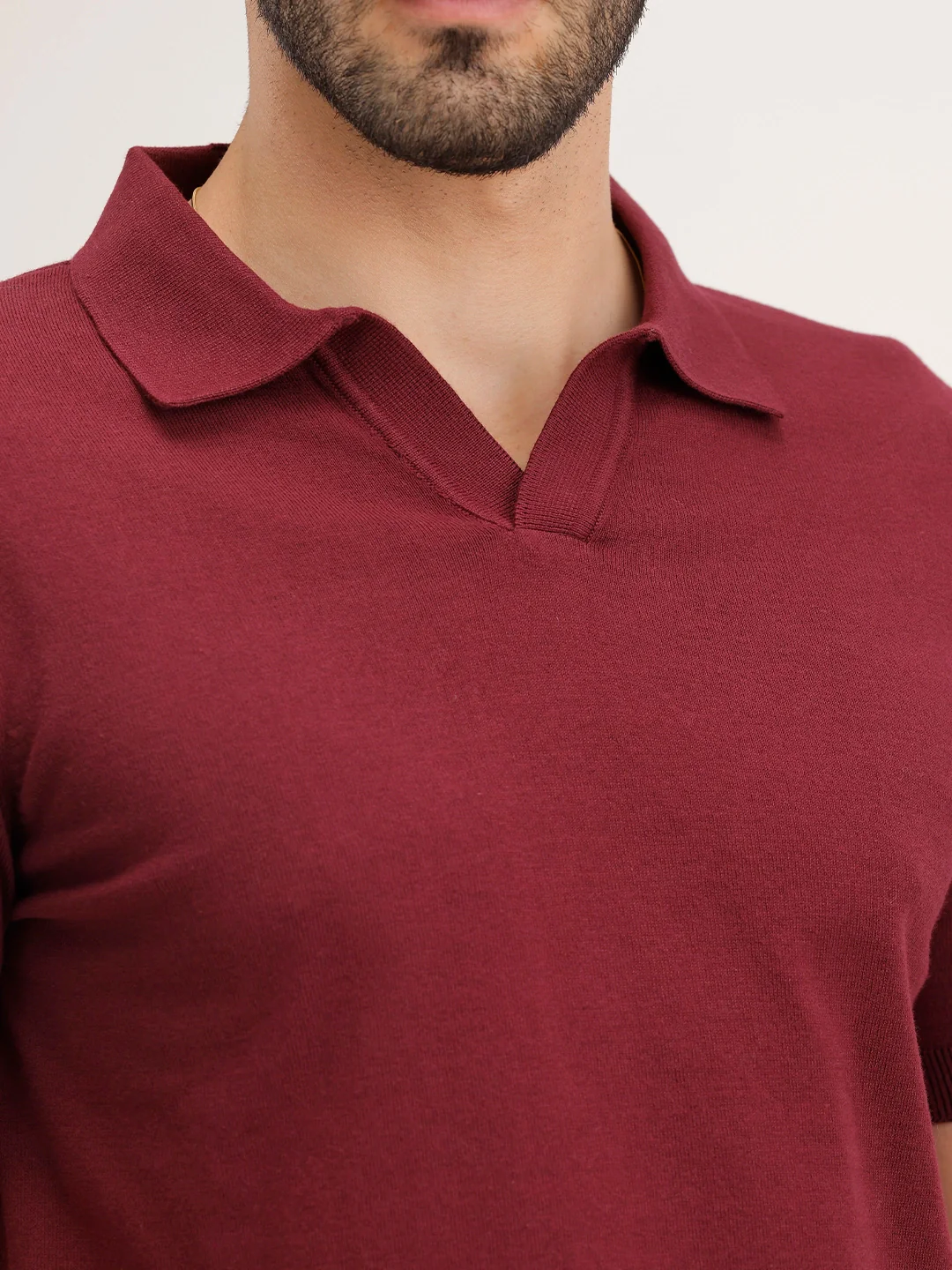Solid Slim Fit Polo T-Shirt | Maroon - Image 5
