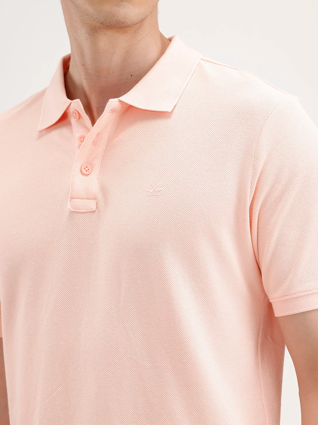 Solid Slim Fit Polo T-Shirt | Peach - Image 5