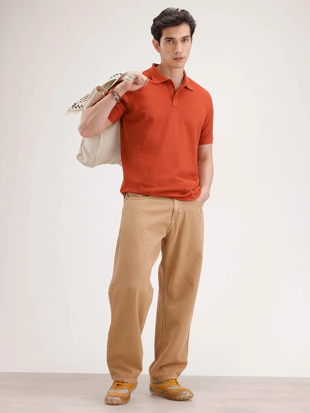 Solid Slim Fit Polo T-Shirt | Rust - Image 2