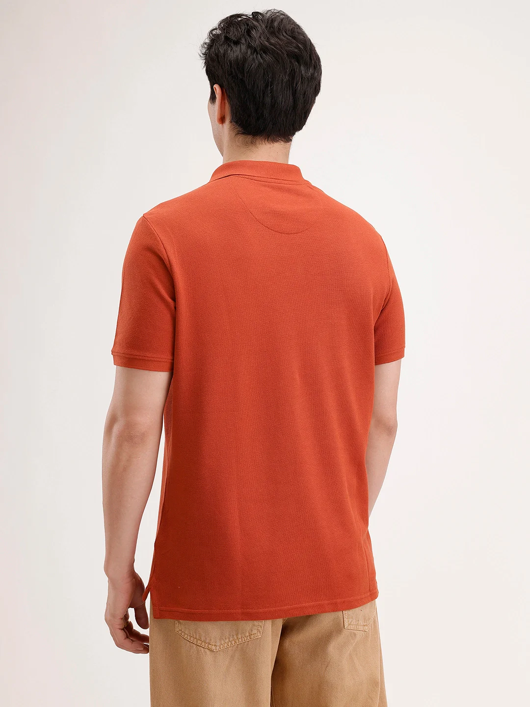 Solid Slim Fit Polo T-Shirt | Rust - Image 3