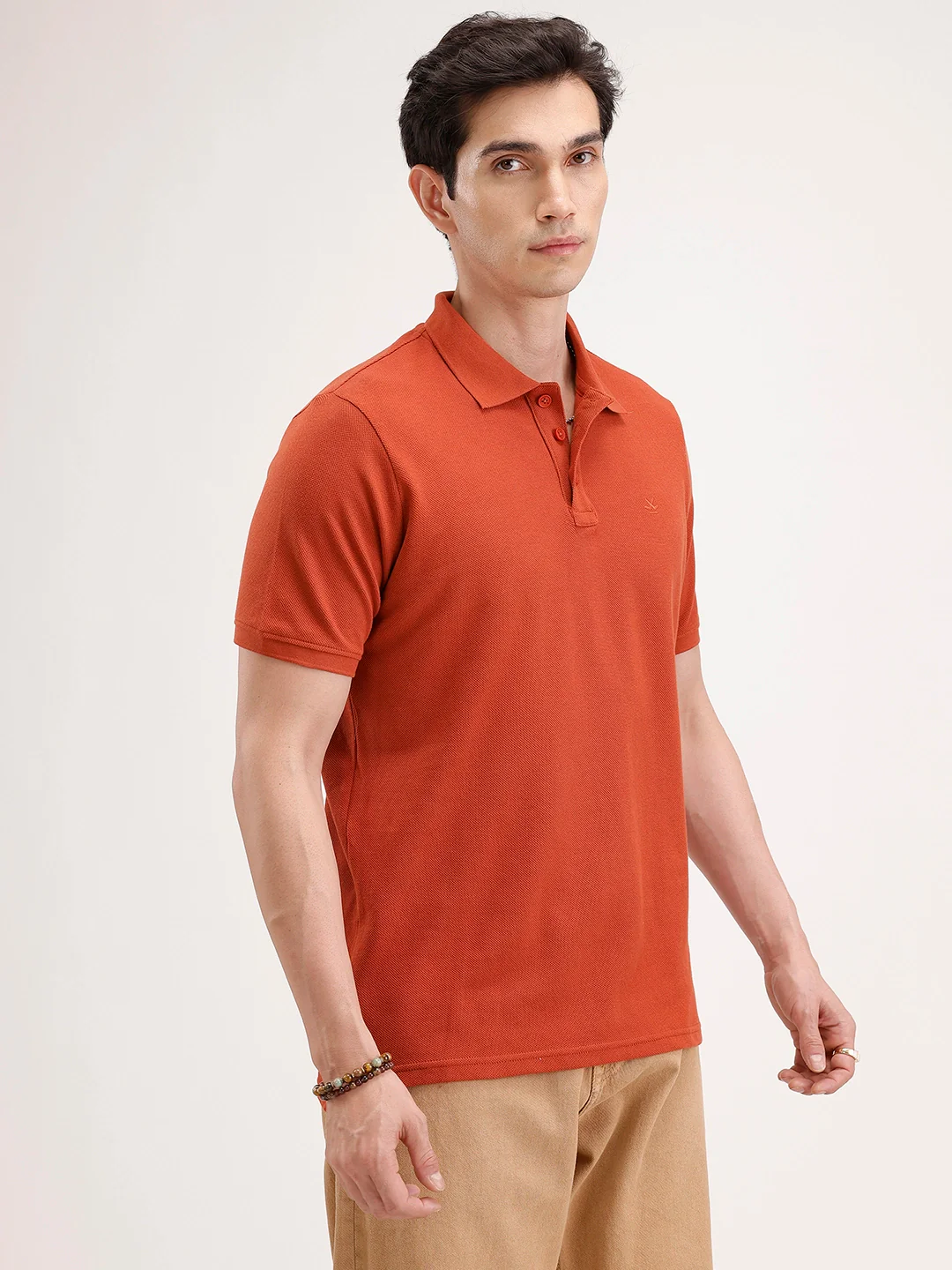 Solid Slim Fit Polo T-Shirt | Rust - Image 4