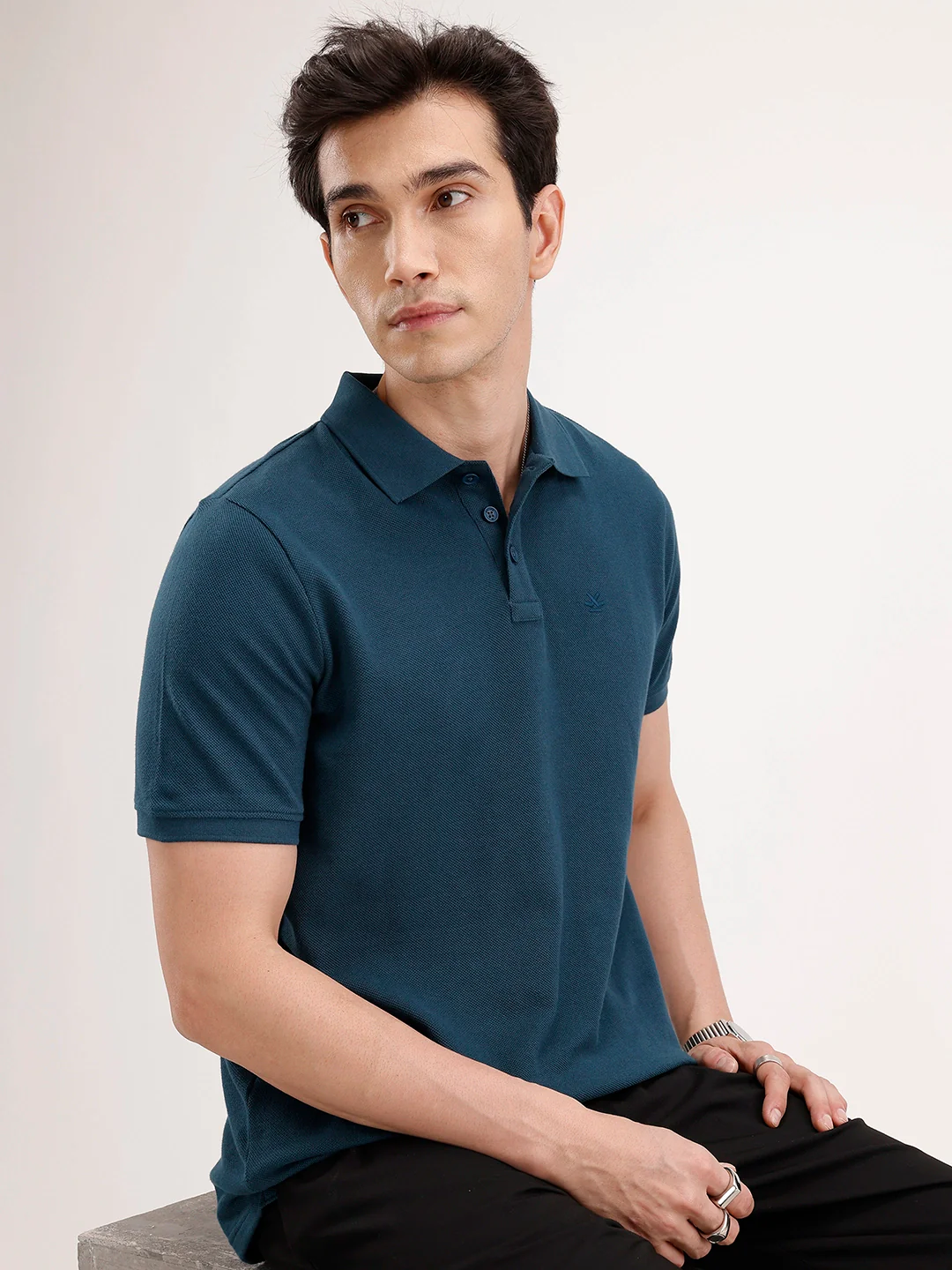 Solid Slim Fit Polo T-Shirt | Teal