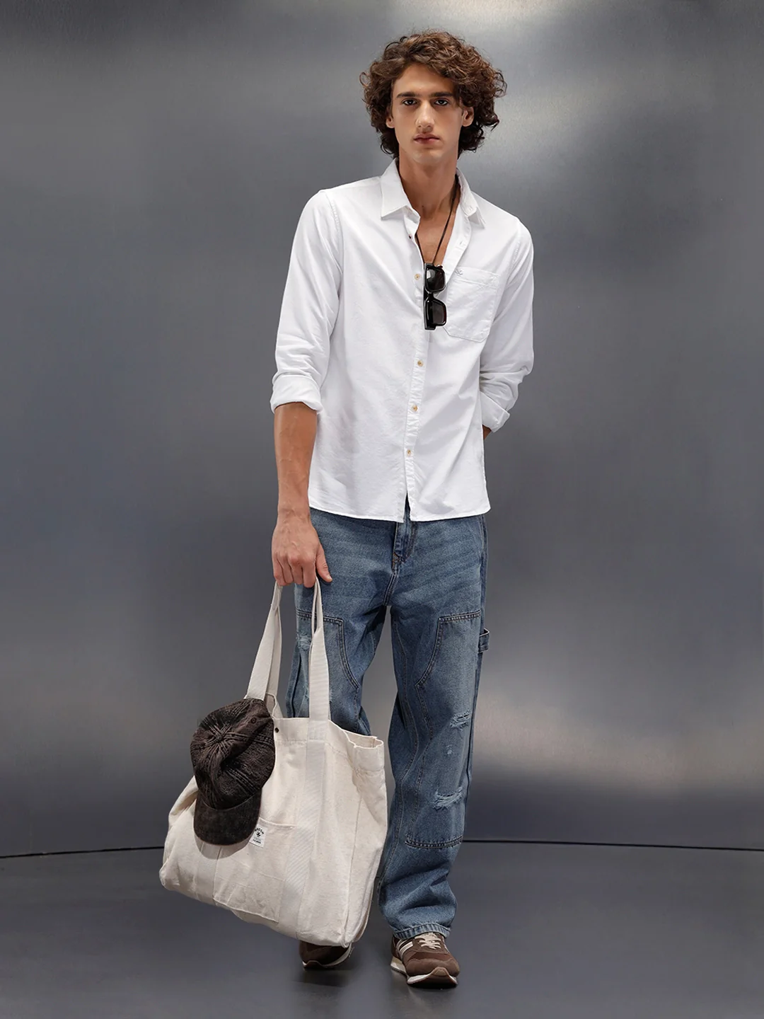 Solid Regualr Fit Shirt With Branding | White - Image 2