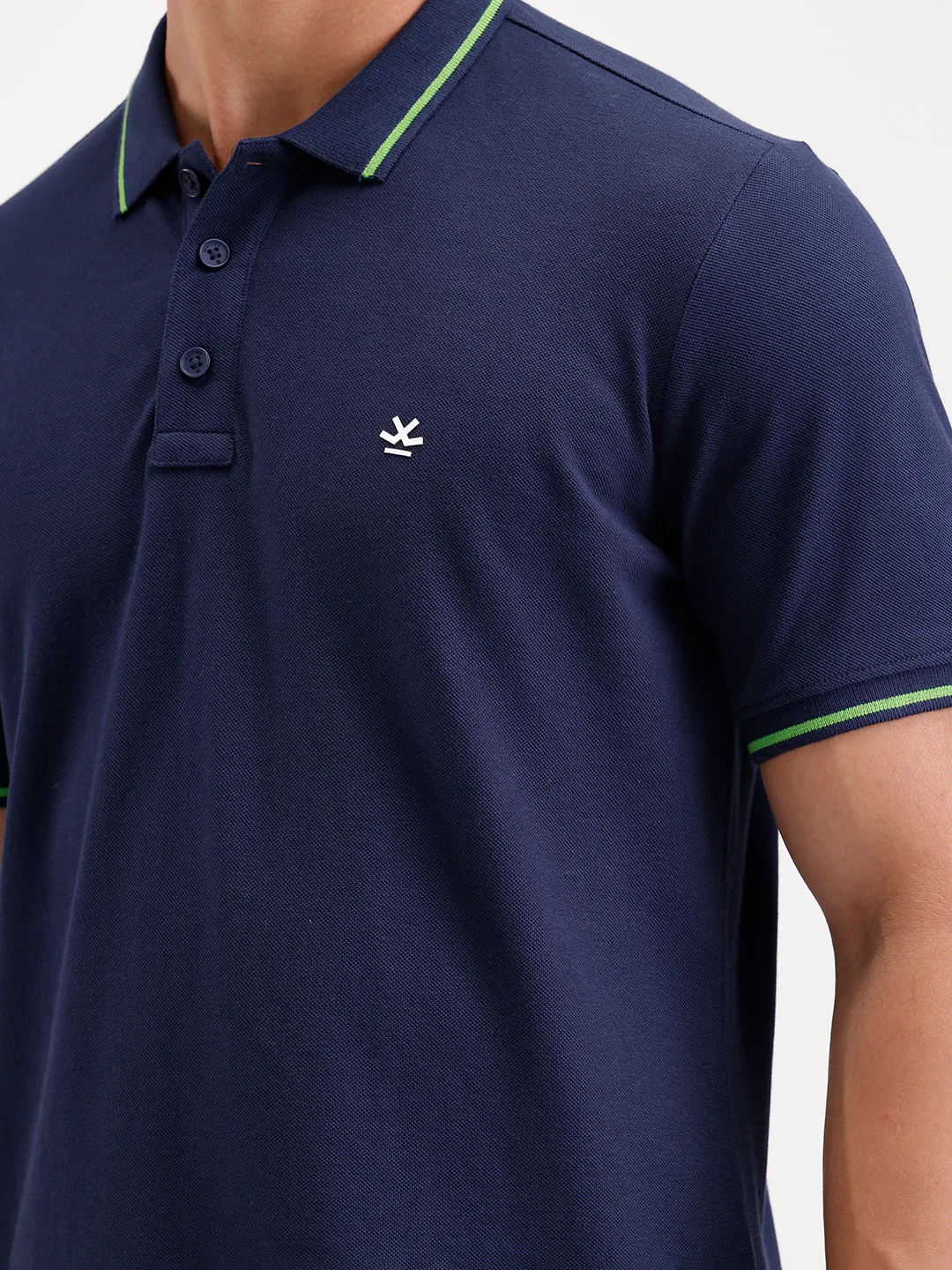 Solid Slim Fit Tipping Collar Polo T-Shirt | Navy Blue - Image 5