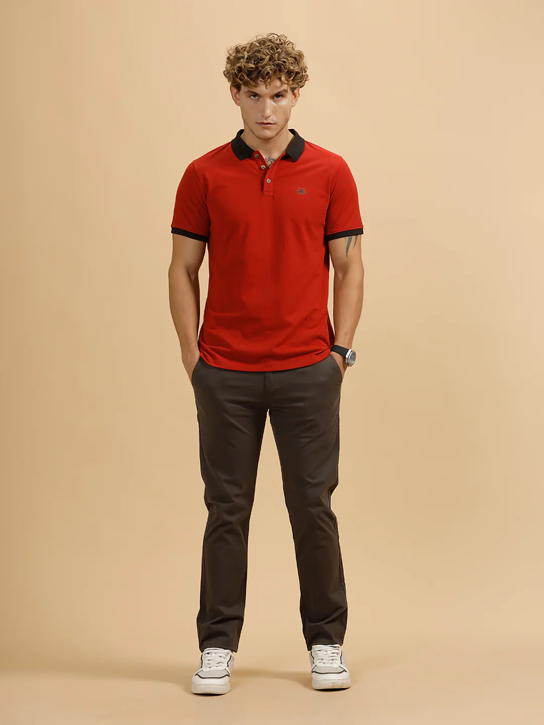Solid Slim Fit Trouser | Brown - Image 2