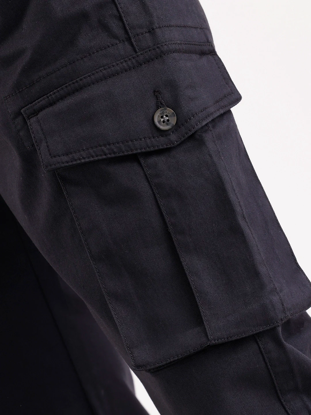 Solid Straight Fit Cargo | Black - Image 5