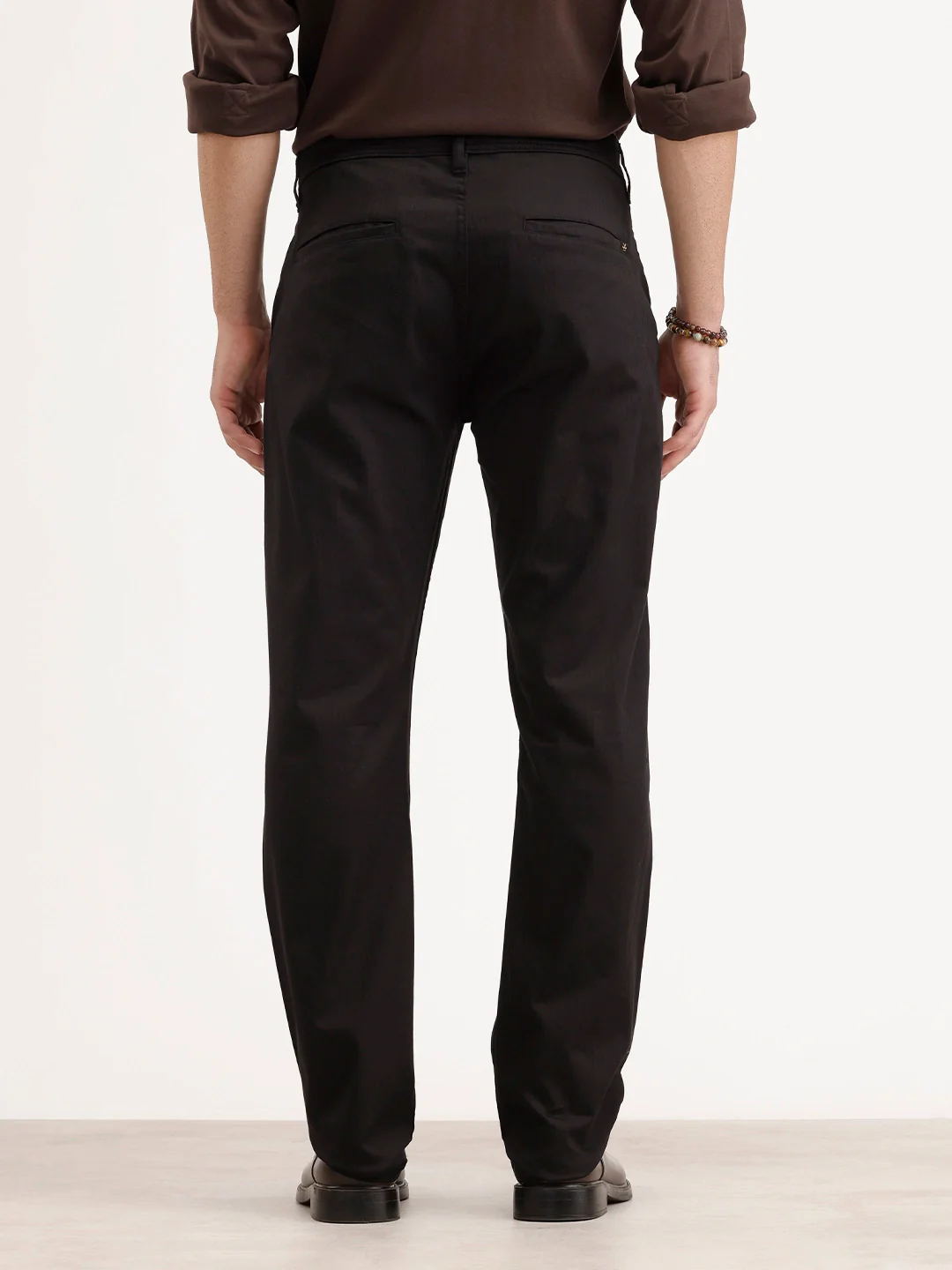Solid Straight Fit Trouser | Black - Image 3