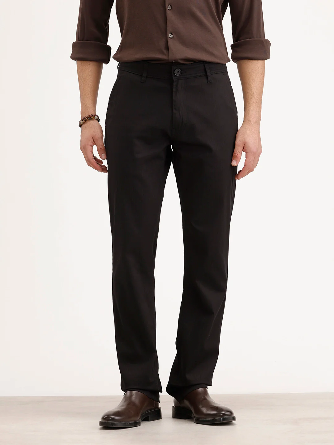 Solid Straight Fit Trouser | Black - Image 6