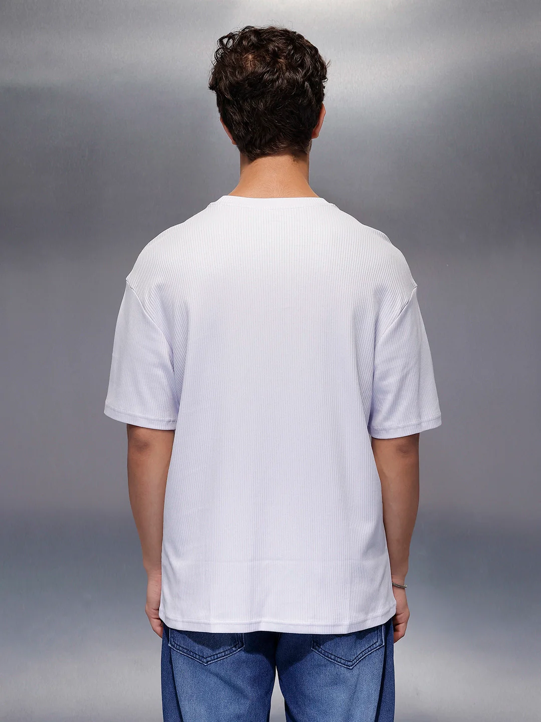 Solid Textured Regular T-Shirt | Lavender - Image 3