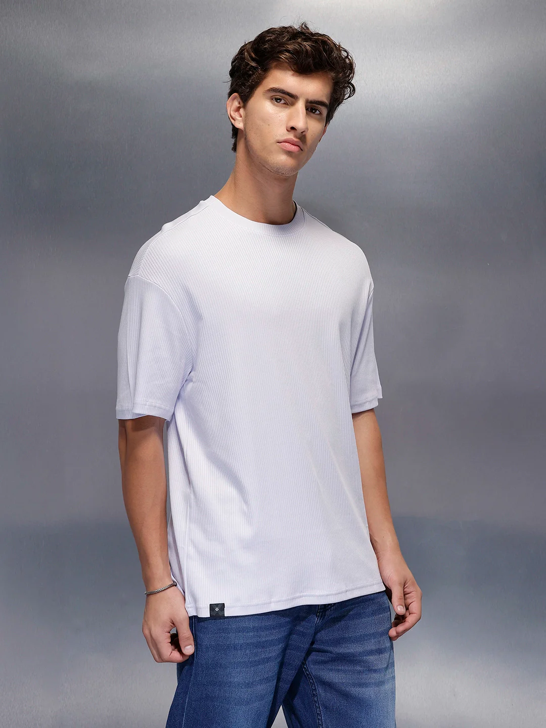 Solid Textured Regular T-Shirt | Lavender - Image 4