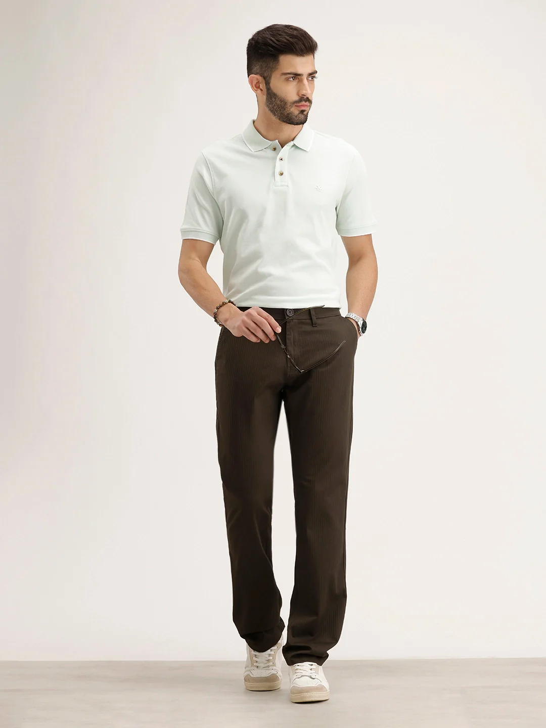 Straight Fit Solid Trouser | Brown - Image 2