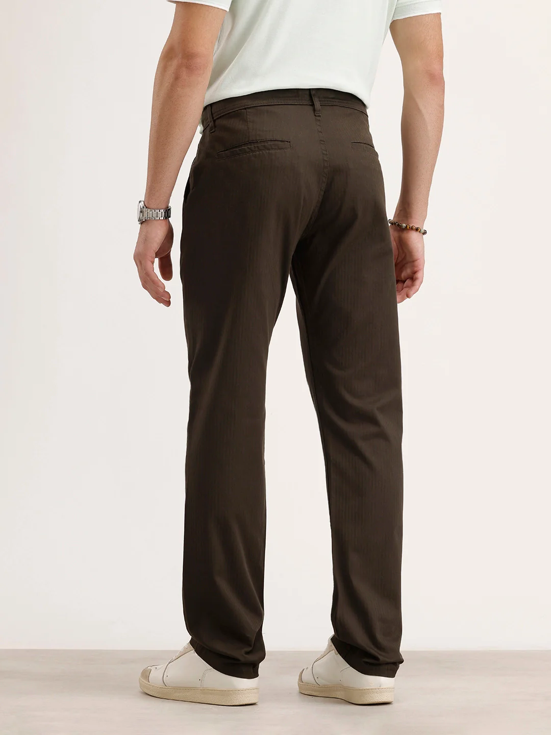 Straight Fit Solid Trouser | Brown - Image 3