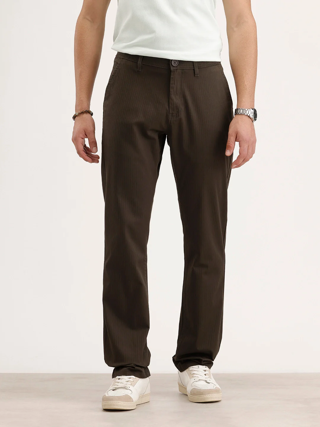 Straight Fit Solid Trouser | Brown - Image 6