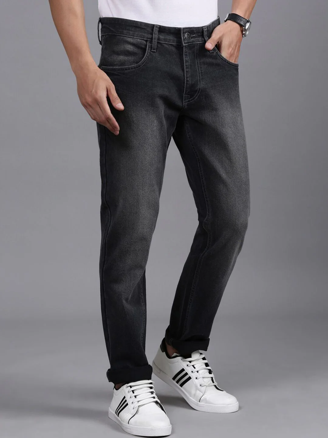 Striking Slim Fit Grey Jeans - Image 2