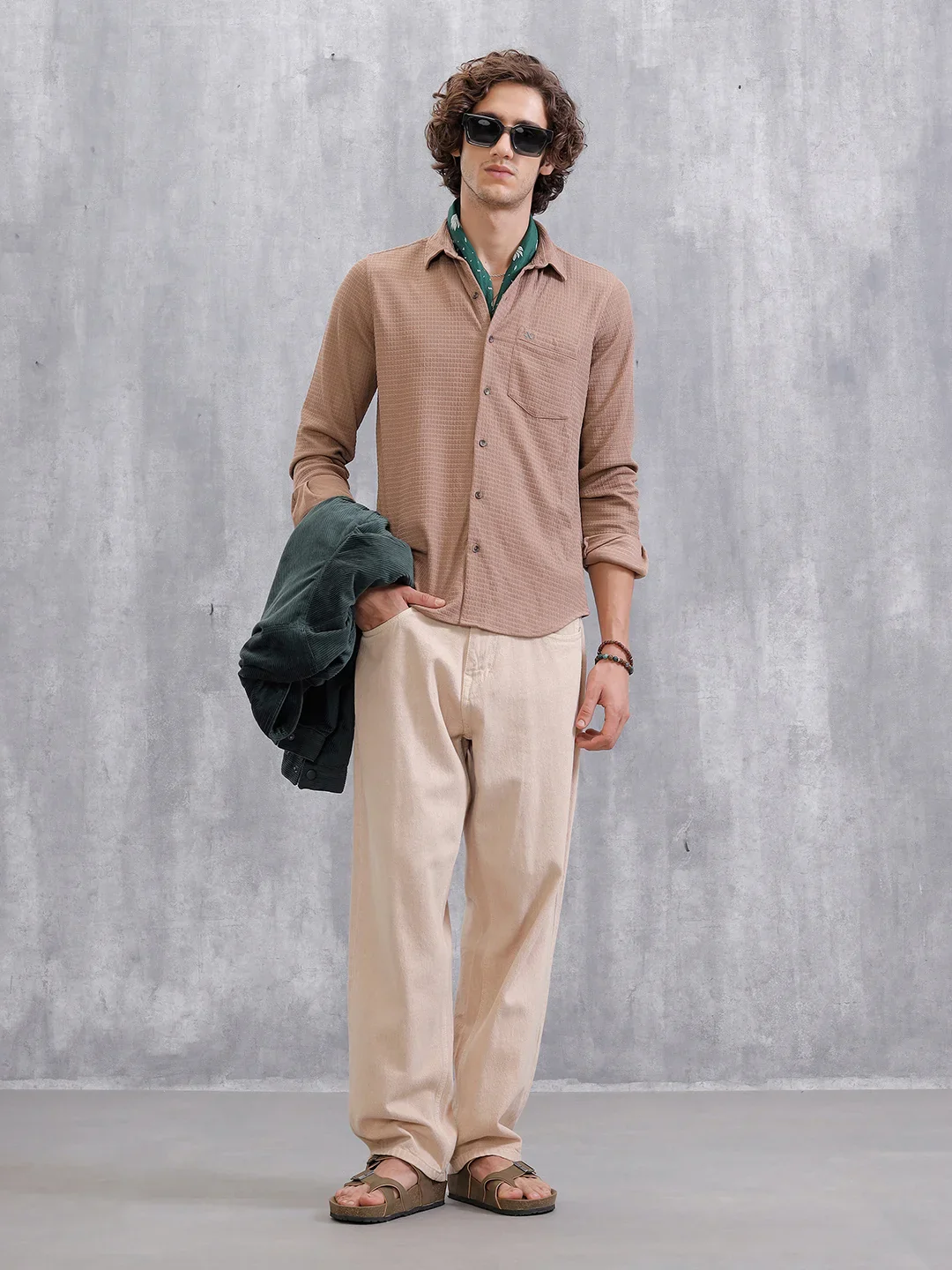 Textured Regular Fit Shirt | Khaki - Image 2