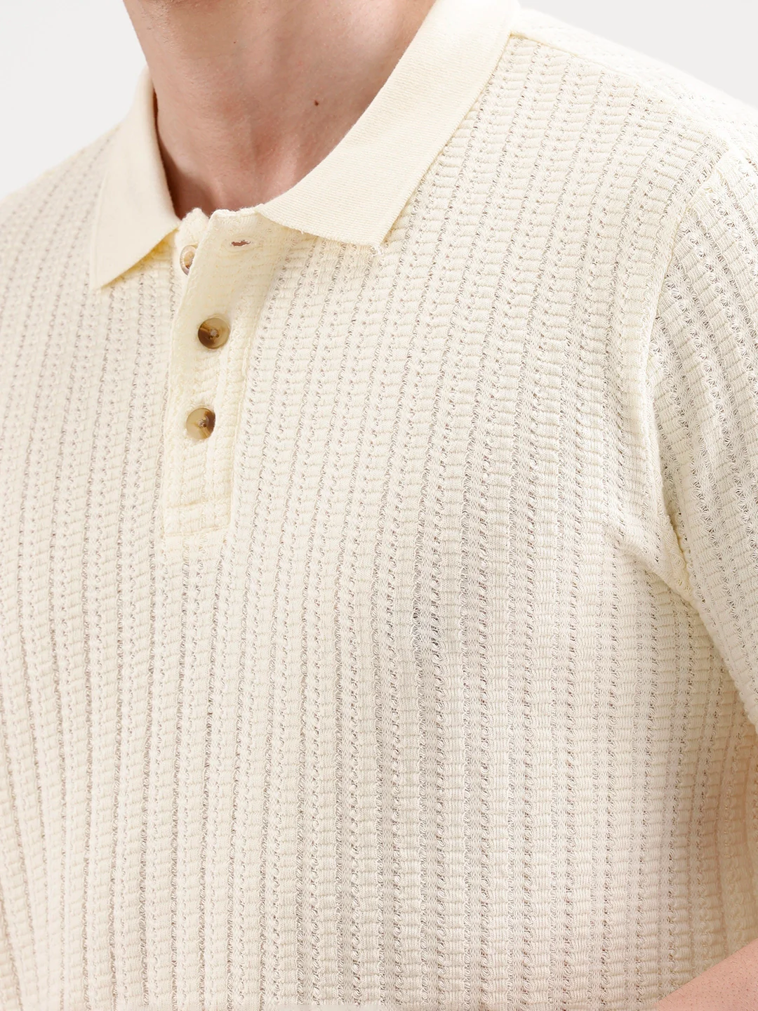 Textured Slim Fit Polo T-Shirt | Yellow - Image 5