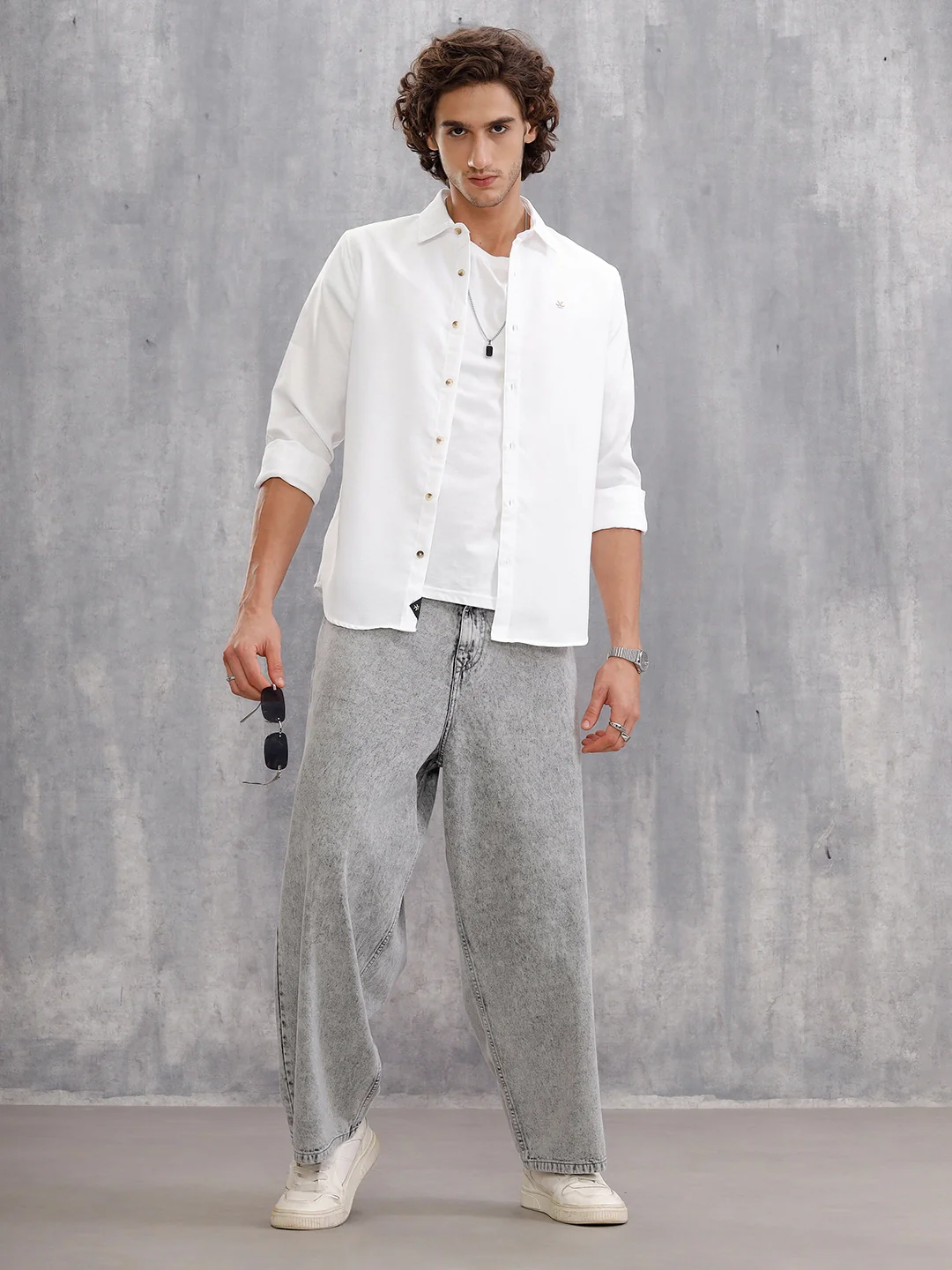 Textured Solid Shirt In Slim Fit | White - Image 2