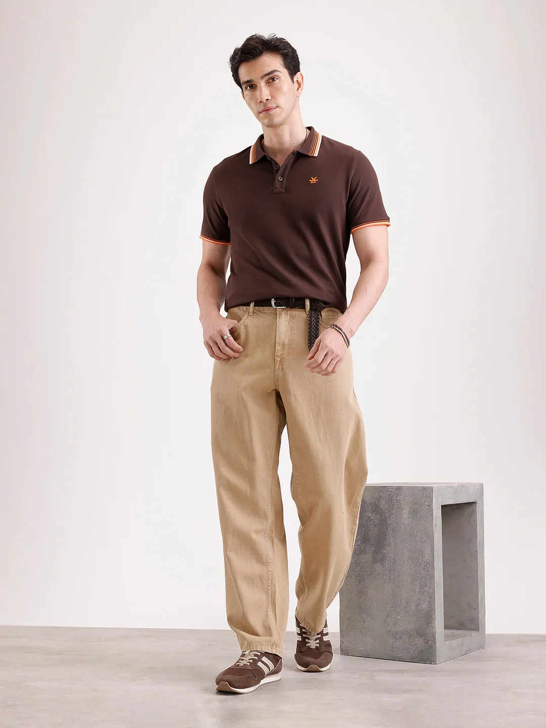 Tipping Collar Polo T-Shirt | Brown - Image 4