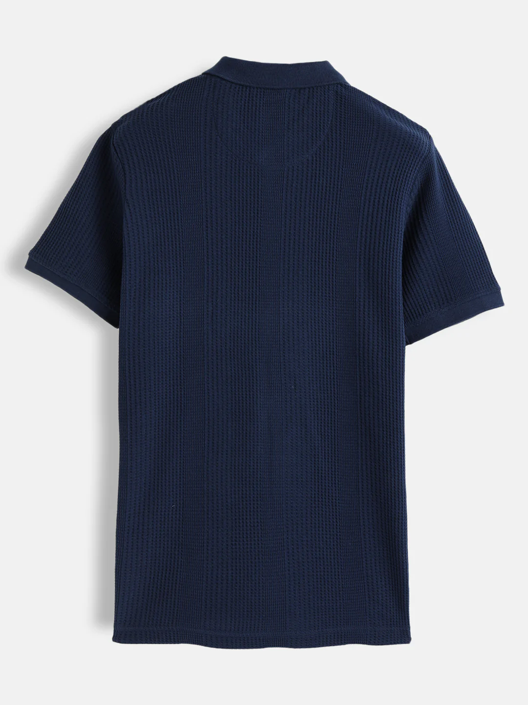 Waffle Textured Polo T-Shirt -  | Navy Blue - Image 2