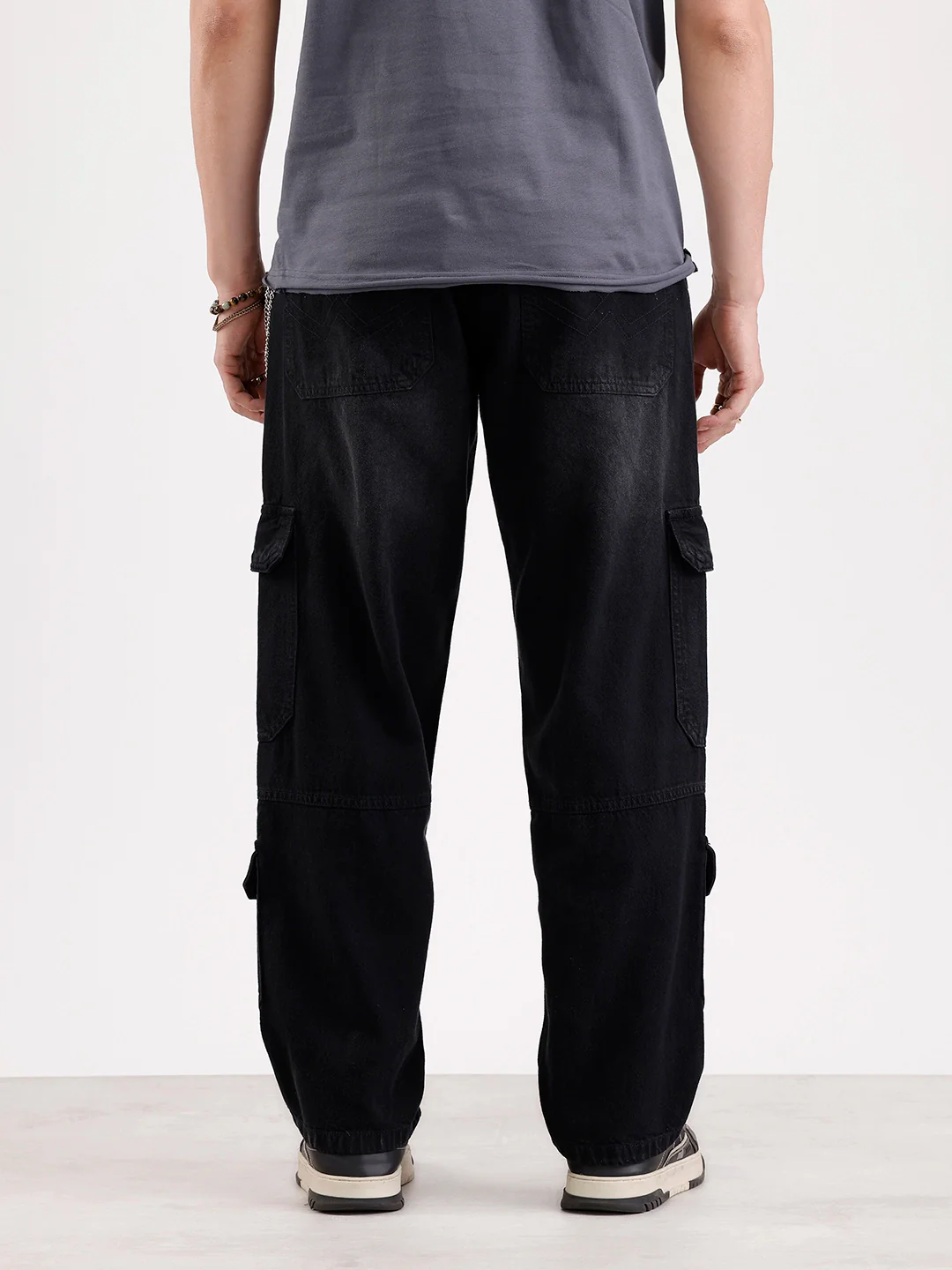 Washed Loose Fit Cargo Denim | Grey - Image 3