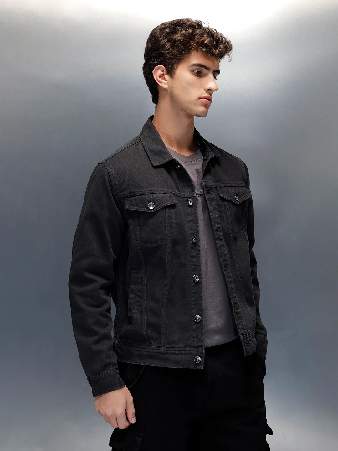 Wrogn Men’s Washed Denim Jacket | Dark Stone - Image 4
