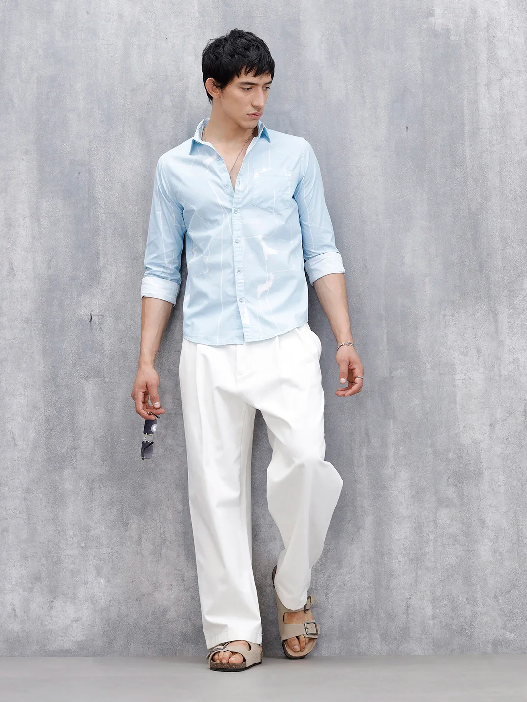 Wrogn Regular Fit Printed Casual Shirt | Blue - Image 2